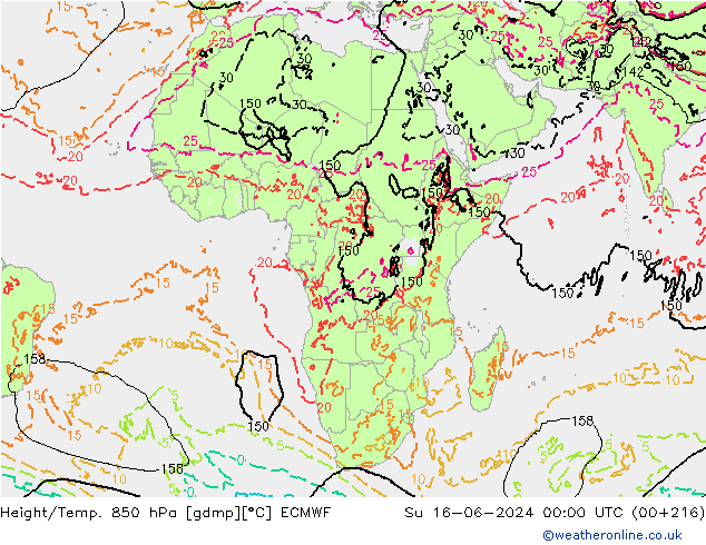 Z500/Regen(+SLP)/Z850 ECMWF zo 16.06.2024 00 UTC