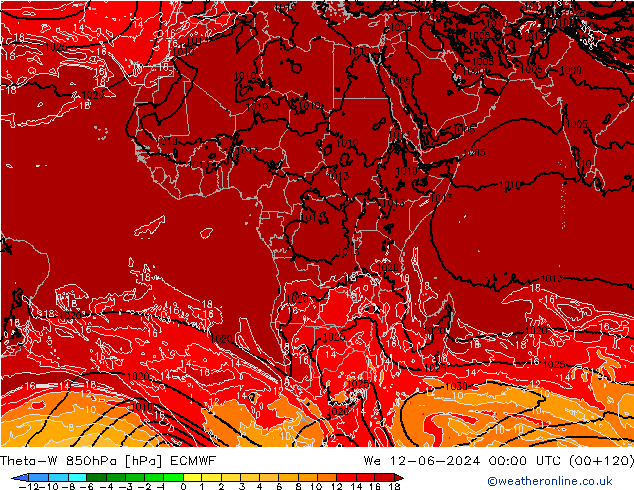 Theta-W 850hPa ECMWF Çar 12.06.2024 00 UTC