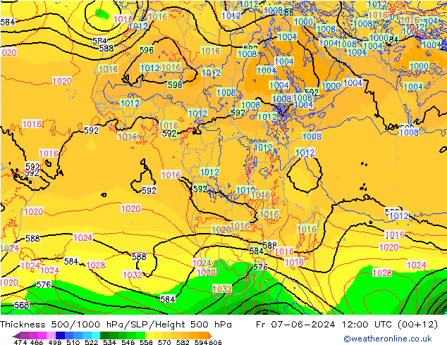 500-1000 hPa Kalınlığı ECMWF Cu 07.06.2024 12 UTC