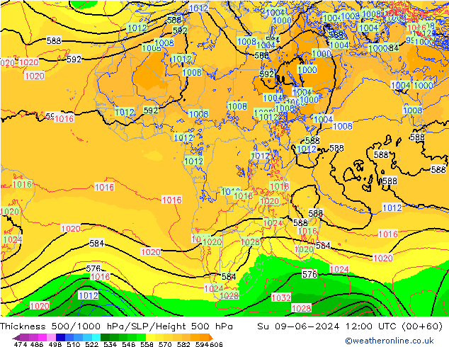 Thck 500-1000hPa ECMWF nie. 09.06.2024 12 UTC