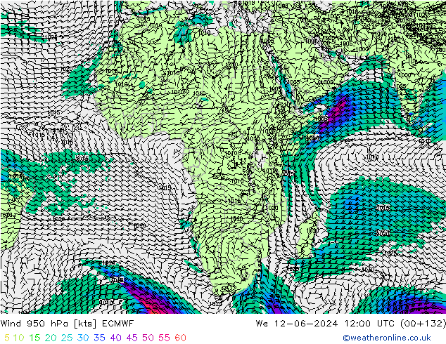 Wind 950 hPa ECMWF We 12.06.2024 12 UTC