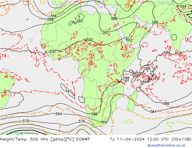 Z500/Rain (+SLP)/Z850 ECMWF Ter 11.06.2024 12 UTC