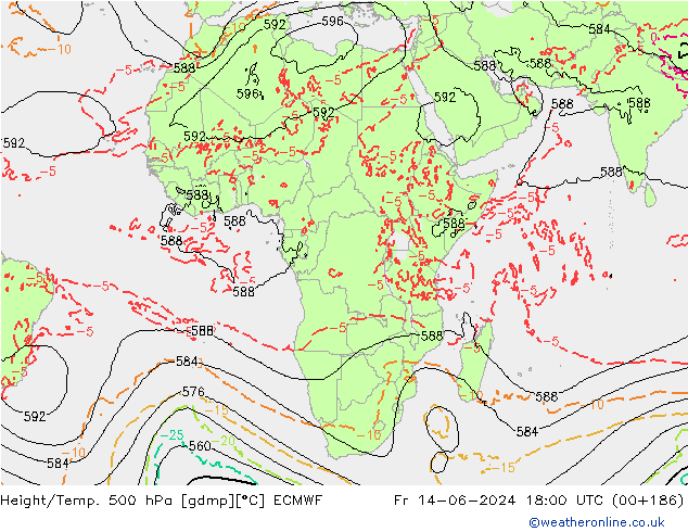 Z500/Rain (+SLP)/Z850 ECMWF Fr 14.06.2024 18 UTC