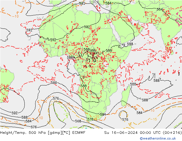 Z500/Regen(+SLP)/Z850 ECMWF zo 16.06.2024 00 UTC