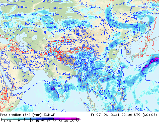 Z500/Rain (+SLP)/Z850 ECMWF пт 07.06.2024 06 UTC