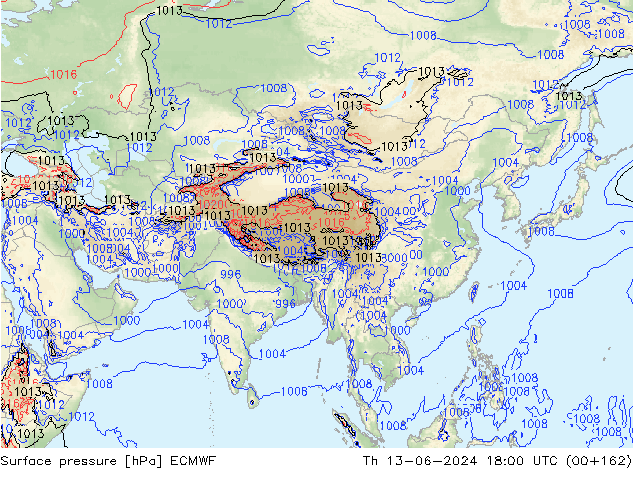 ciśnienie ECMWF czw. 13.06.2024 18 UTC