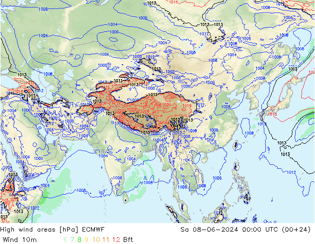 High wind areas ECMWF sam 08.06.2024 00 UTC