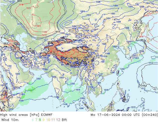 High wind areas ECMWF Mo 17.06.2024 00 UTC