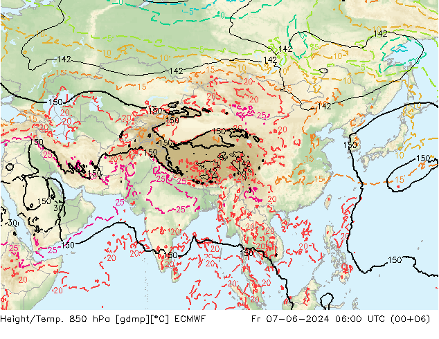 Z500/Rain (+SLP)/Z850 ECMWF пт 07.06.2024 06 UTC