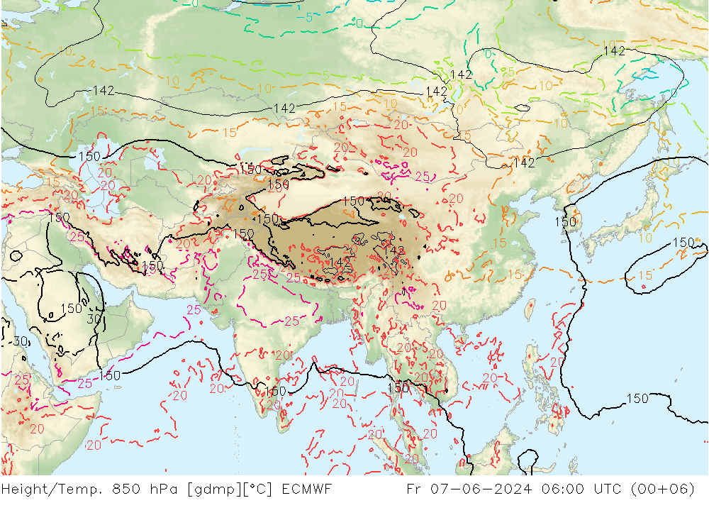 Z500/Rain (+SLP)/Z850 ECMWF ven 07.06.2024 06 UTC