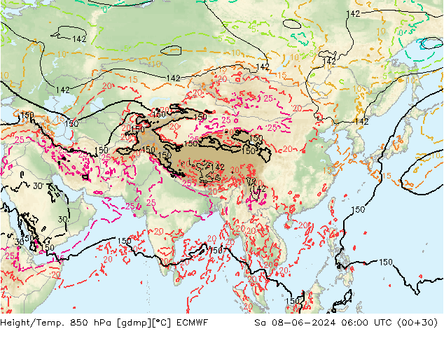 Z500/Rain (+SLP)/Z850 ECMWF sab 08.06.2024 06 UTC