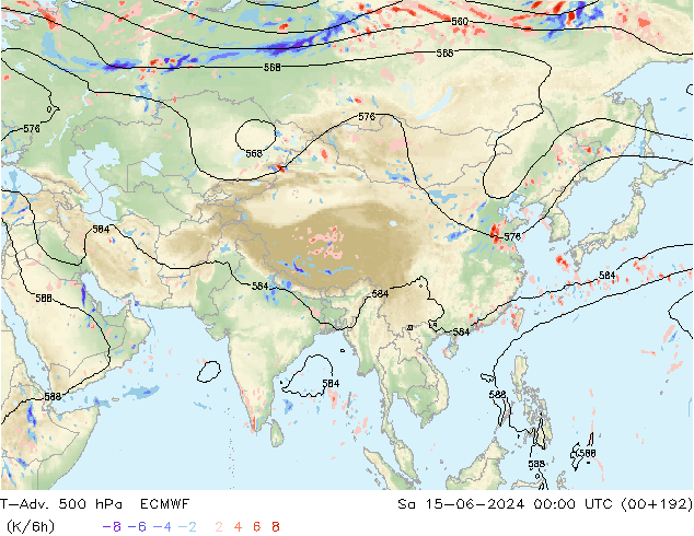 T-Adv. 500 hPa ECMWF sáb 15.06.2024 00 UTC