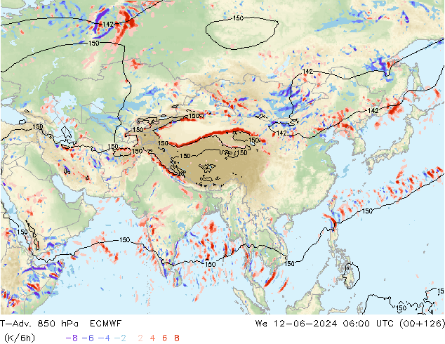 T-Adv. 850 hPa ECMWF  12.06.2024 06 UTC