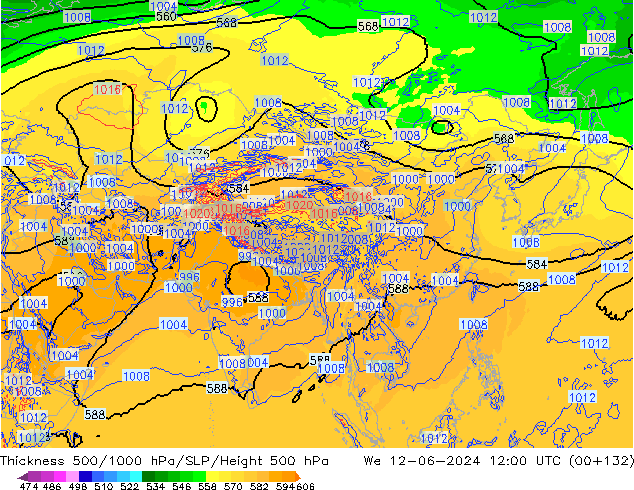 500-1000 hPa Kalınlığı ECMWF Çar 12.06.2024 12 UTC