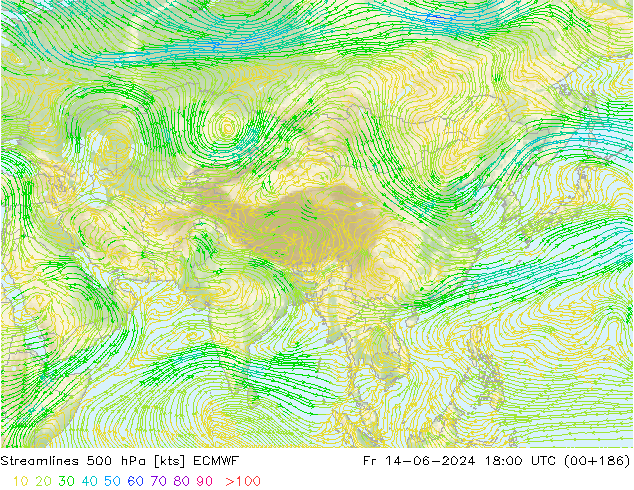 Streamlines 500 hPa ECMWF Fr 14.06.2024 18 UTC