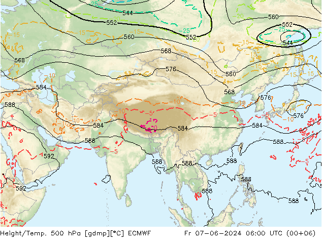 Z500/Rain (+SLP)/Z850 ECMWF пт 07.06.2024 06 UTC