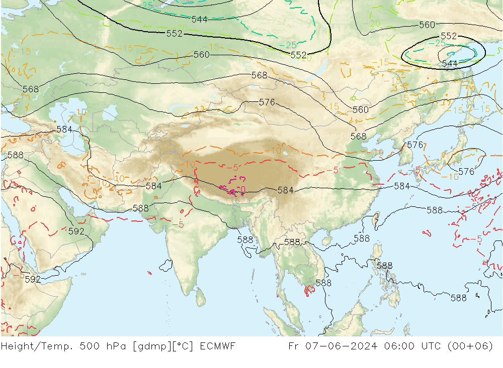 Z500/Rain (+SLP)/Z850 ECMWF ven 07.06.2024 06 UTC