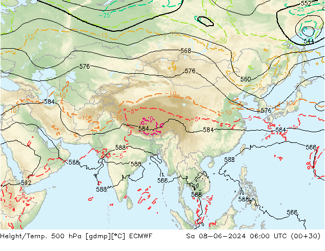 Z500/Rain (+SLP)/Z850 ECMWF sab 08.06.2024 06 UTC