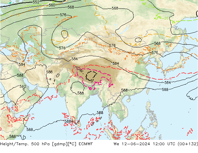 Height/Temp. 500 hPa ECMWF  12.06.2024 12 UTC