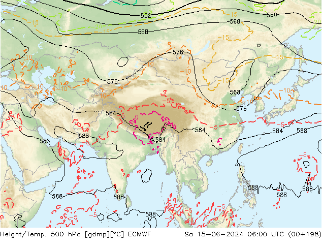 Z500/Rain (+SLP)/Z850 ECMWF Sáb 15.06.2024 06 UTC