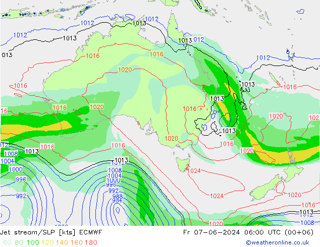 Jet stream/SLP ECMWF Fr 07.06.2024 06 UTC