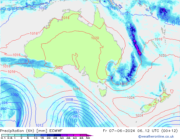 Z500/Rain (+SLP)/Z850 ECMWF ven 07.06.2024 12 UTC