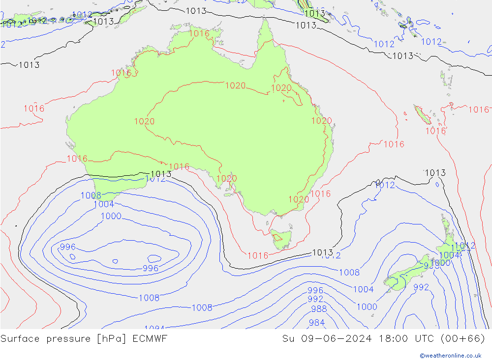 Luchtdruk (Grond) ECMWF zo 09.06.2024 18 UTC