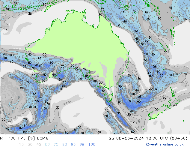 RH 700 hPa ECMWF Sa 08.06.2024 12 UTC