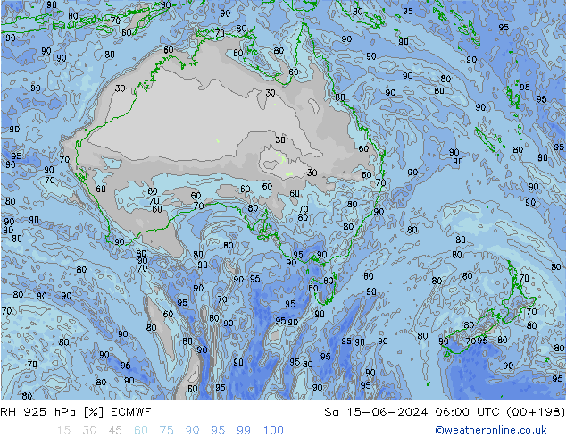 RH 925 hPa ECMWF So 15.06.2024 06 UTC