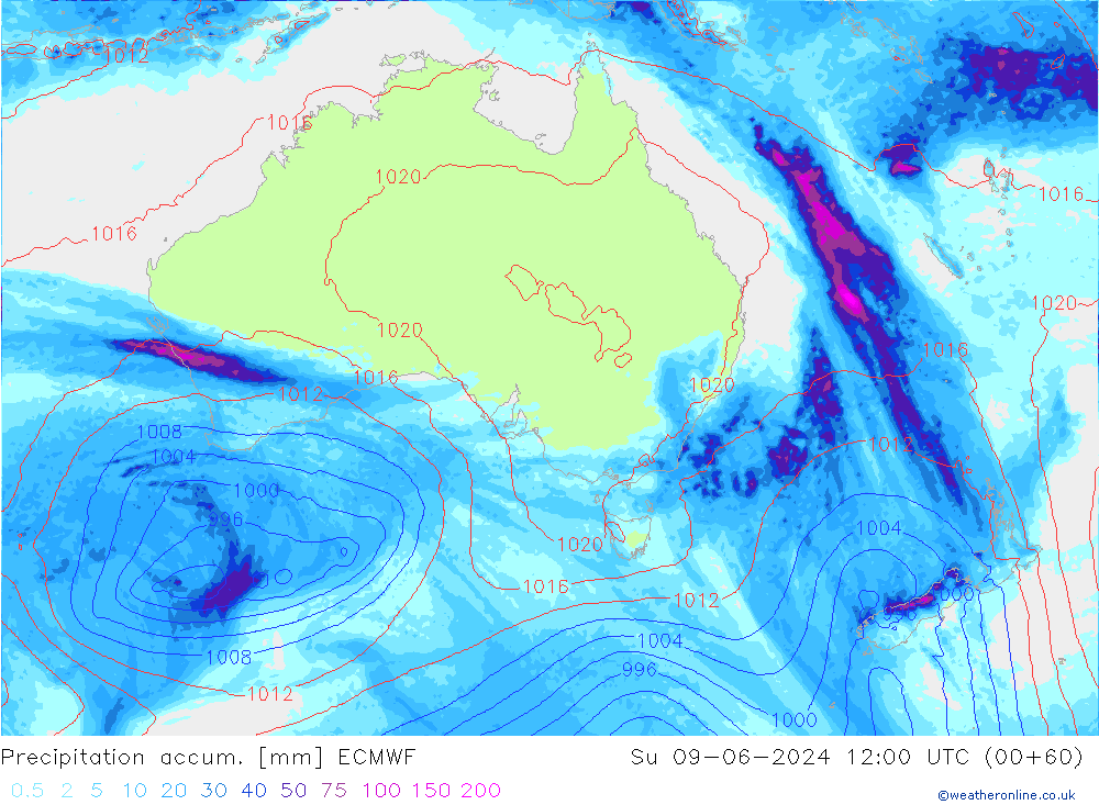 Precipitación acum. ECMWF dom 09.06.2024 12 UTC