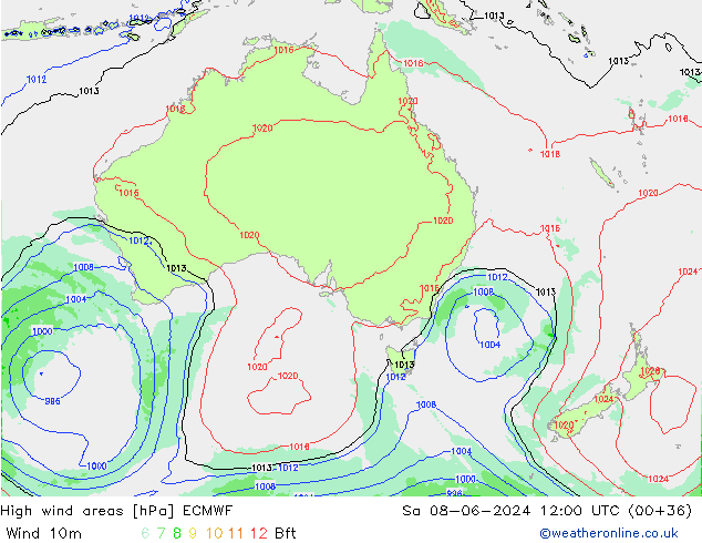 Windvelden ECMWF za 08.06.2024 12 UTC