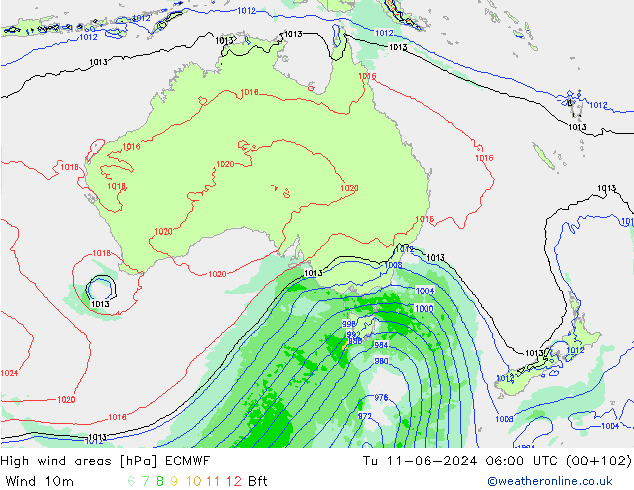 Windvelden ECMWF di 11.06.2024 06 UTC