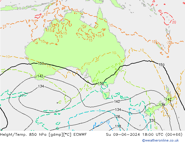 Z500/Yağmur (+YB)/Z850 ECMWF Paz 09.06.2024 18 UTC