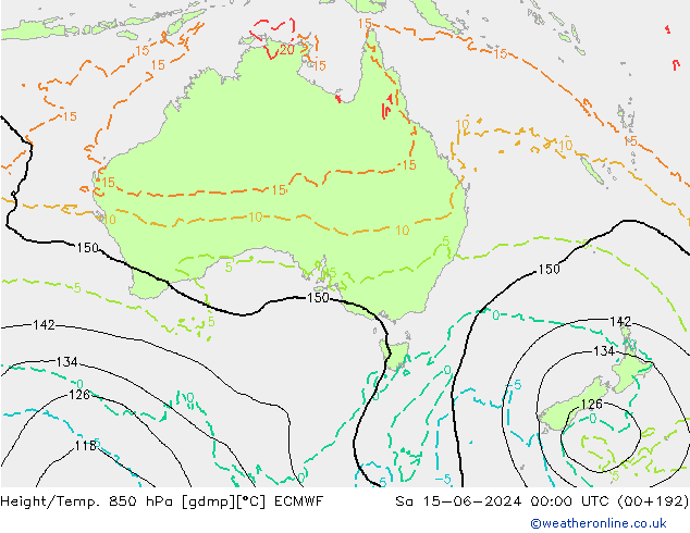 Z500/Yağmur (+YB)/Z850 ECMWF Cts 15.06.2024 00 UTC