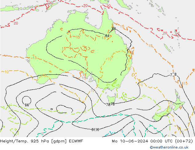 Height/Temp. 925 hPa ECMWF Po 10.06.2024 00 UTC