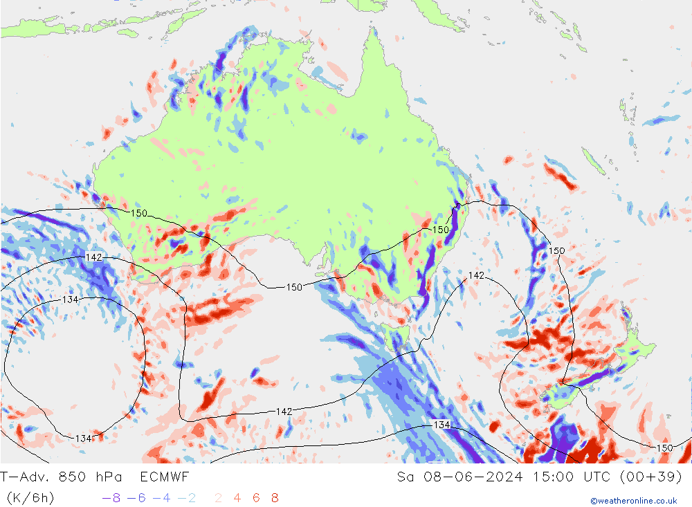 T-Adv. 850 hPa ECMWF Sa 08.06.2024 15 UTC