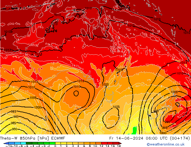 Theta-W 850hPa ECMWF  14.06.2024 06 UTC