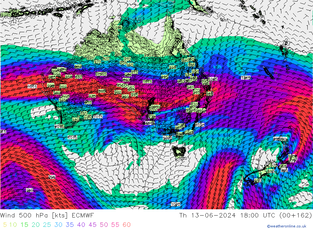 Rüzgar 500 hPa ECMWF Per 13.06.2024 18 UTC