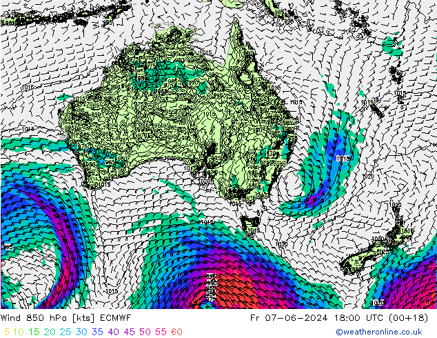 Wind 850 hPa ECMWF Fr 07.06.2024 18 UTC