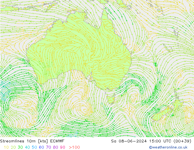 Stromlinien 10m ECMWF Sa 08.06.2024 15 UTC