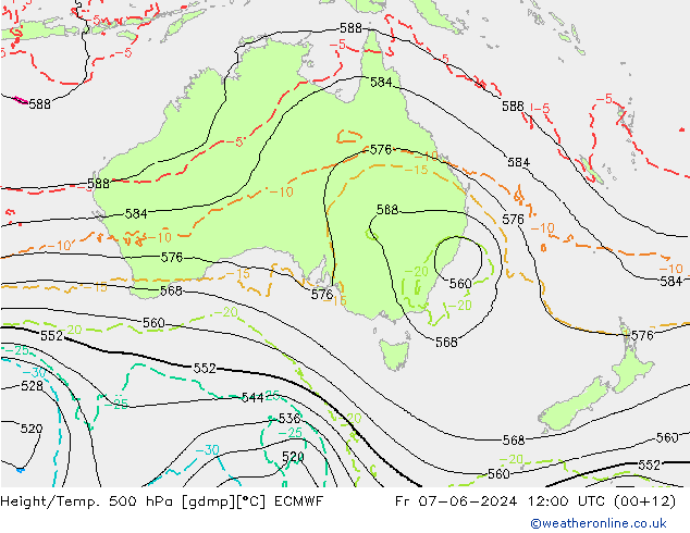 Z500/Rain (+SLP)/Z850 ECMWF ven 07.06.2024 12 UTC