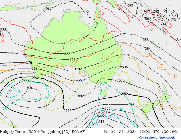 Z500/Rain (+SLP)/Z850 ECMWF nie. 09.06.2024 12 UTC