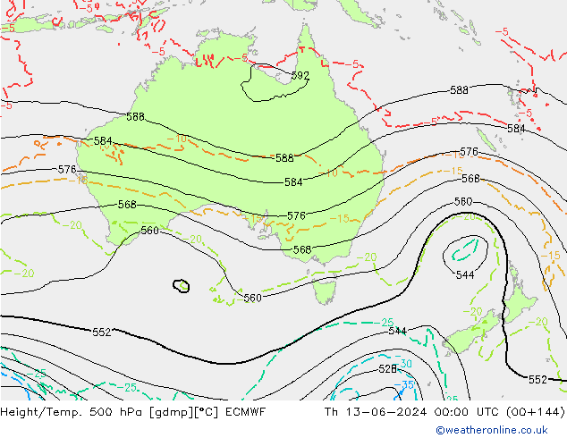 Z500/Rain (+SLP)/Z850 ECMWF jue 13.06.2024 00 UTC