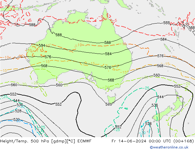 Z500/Rain (+SLP)/Z850 ECMWF Pá 14.06.2024 00 UTC