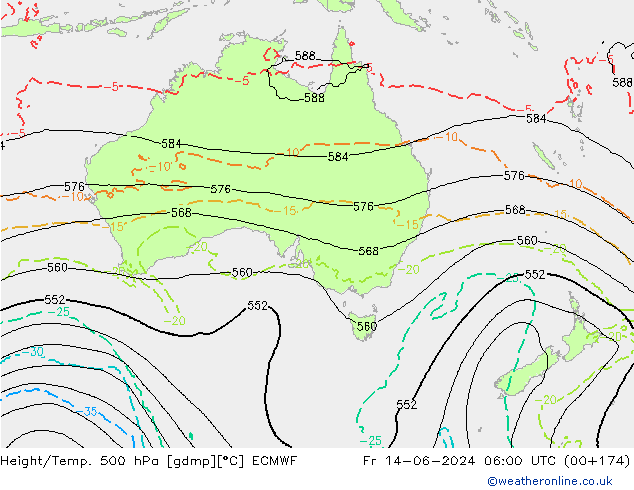 Z500/Rain (+SLP)/Z850 ECMWF vie 14.06.2024 06 UTC