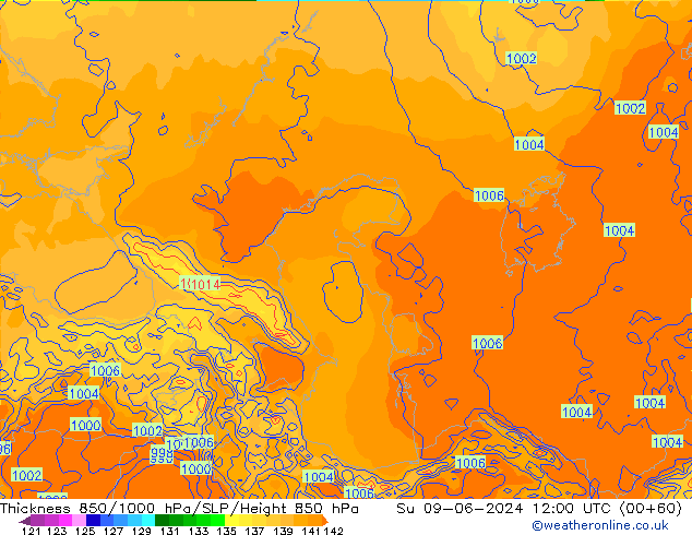 Thck 850-1000 hPa ECMWF  09.06.2024 12 UTC