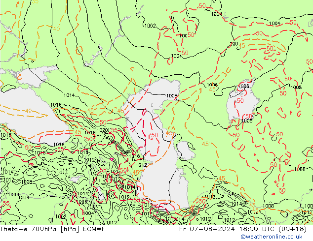 Theta-e 700hPa ECMWF vr 07.06.2024 18 UTC