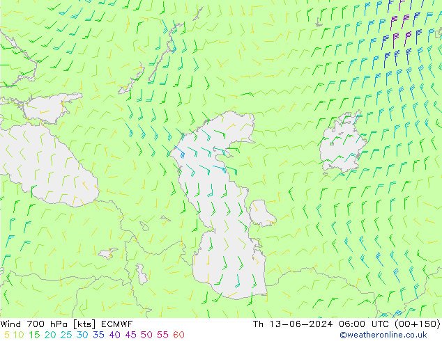 Rüzgar 700 hPa ECMWF Per 13.06.2024 06 UTC