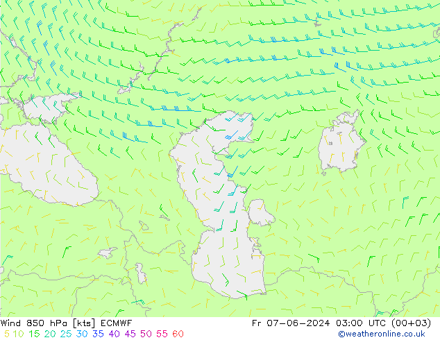 Wind 850 hPa ECMWF Fr 07.06.2024 03 UTC