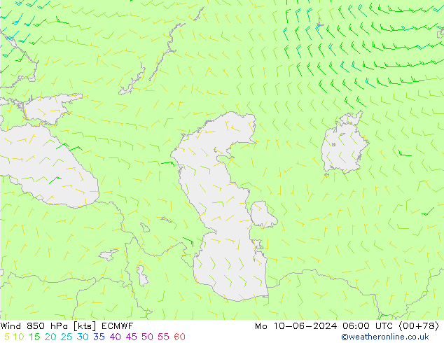 Vento 850 hPa ECMWF Seg 10.06.2024 06 UTC